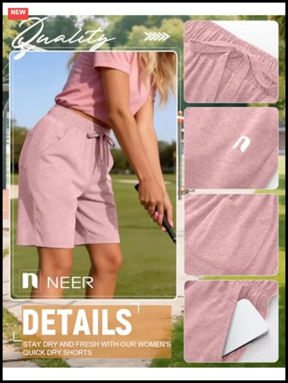 Women's Quick Dry Bermuda Shorts with Pockets High Waisted Athletic Running